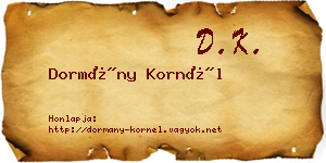 Dormány Kornél névjegykártya
