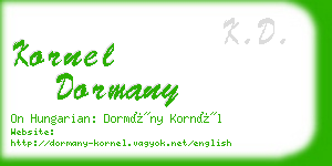 kornel dormany business card